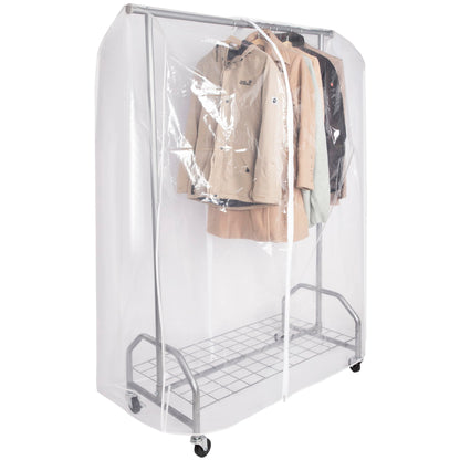 ONVAYA Schwerlast Kleiderständer mit Abdeckung - Silbergrau