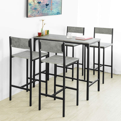 SoBuy OGT14-HG Bartisch Set 5-teilig mit 4 Hockern - Grau