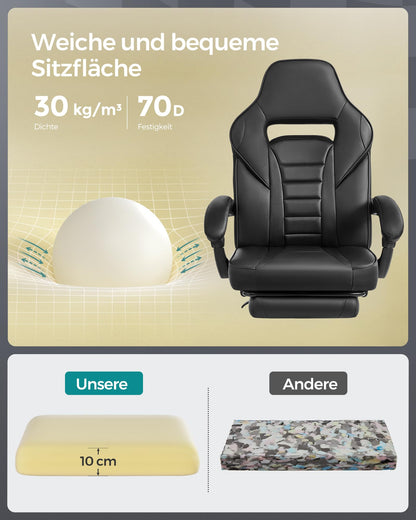 SONGMICS OBG073B05 Bürostuhl mit Fussstütze - Tintenschwarz