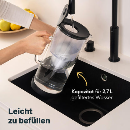SILBERTHAL Wasser Filterkannen Set Glas 2.7 Liter inkl. 3 Filterkartuschen