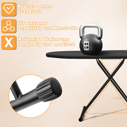 VIOFOTT Bügelbrett M1 klappbar, höhenverstellbar 69-89 cm, 120 x 34 cm