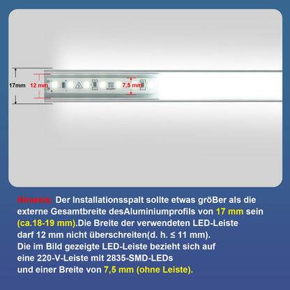 Molfanco LED-Aluminiumprofil V-Form silber, 12 × 1 m, mit Abdeckung
