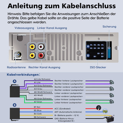 Universal 1DIN Autoradio CD/DVD Bluetooth Freisprech - 9-24V