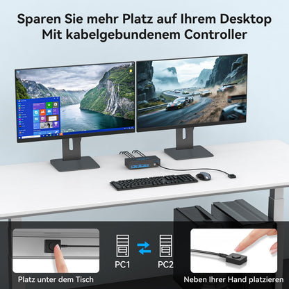 CMSTEDCD 8K60Hz Displayport KVM Switch 2 PC 2 Monitore