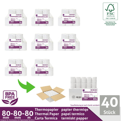 LYNNE PAYMENT SOLUTIONS Thermorollen 80 mm BPA-frei, 40 Rollen