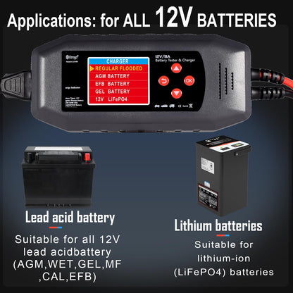 Etrogo CAT-500 Autobatterie Ladegerät und Batterietester 12V 8A