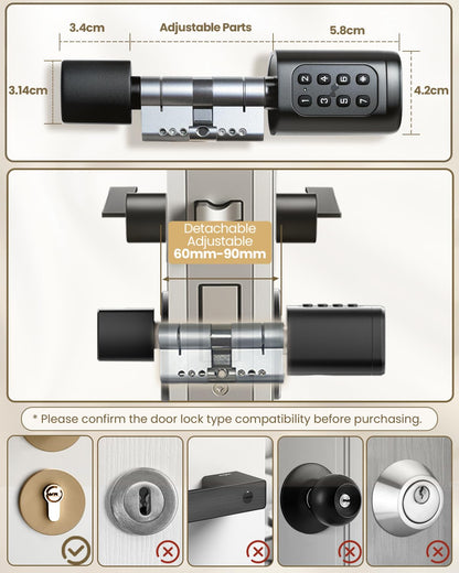 Smart Lock Fingerabdruck Haustürschloss – 60-90mm verstellbar
