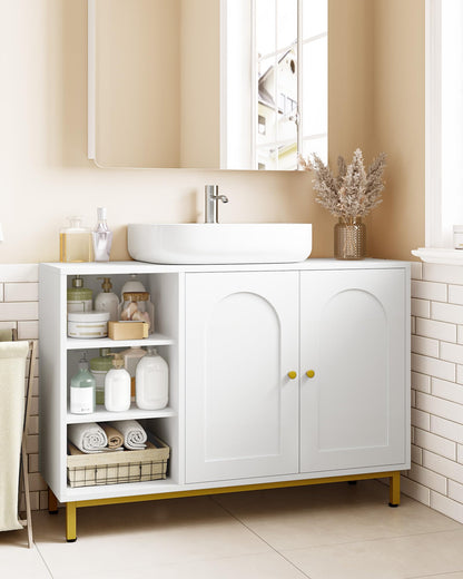 Hzuaneri Waschbeckenunterschrank Badezimmer Weiss BC09803G