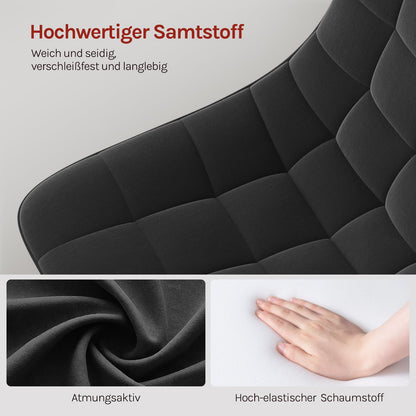 WOLTU Schminkhocker mit Rückenlehne, Samt, höhenverstellbar, schwarz