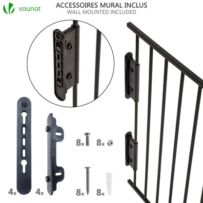 VOUNOT Kaminschutzgitter Schutzgitter - 5 Elemente, Schwarz 300x75 cm