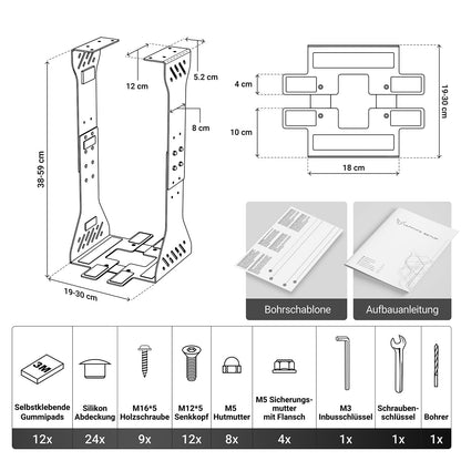 Ultimate Setup PC Halterung, unter Schreibtisch, bis 35 kg, schwarz