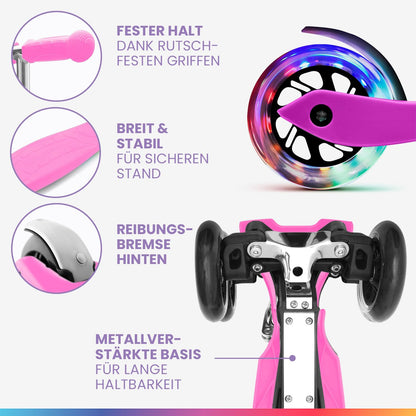 Fun Pro ONE Roller, der Sichere Premium Roller Kinder ab 3 Jahre, LED Räder, faltbar, ab Kleinkind Junge Mädchen, Kinderroller, 3 4 5 6 Jahre