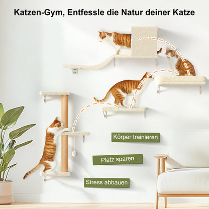 FUKUMARU Katzen Kletterwand Set Multiplex 10-teilig - Beige