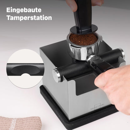 SILBERTHAL Abklopfbehälter Edelstahl 2in1 Tamperstation für Siebträger