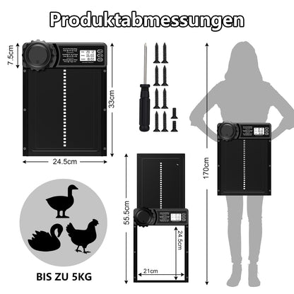 MASTERFUN Automatische Hühnerklappe aus Aluminium mit Timer