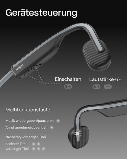 SHOKZ OpenMove Knochenleitungs-Kopfhörer Bluetooth 5.1 Grau
