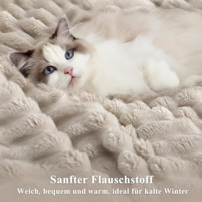 RUIKASI Teddy Fleece Winter Bettwäsche Set – 200x220 Beige
