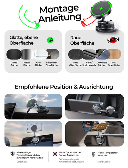 LISEN MagSafe Handyhalterung Auto mit Ladefunktion, Qi2.2 25W