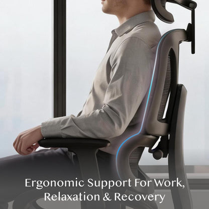 FLEXISPOT ErgoX Ergonomischer Bürostuhl mit Fussstütze, Dunkelgrau