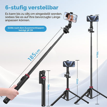 ULANZI MT-78 3-in-1 Stativ, 185 cm, mit Bluetooth-Fernbedienung