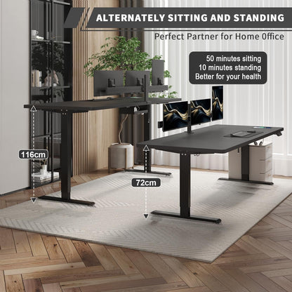 JUMMICO höhenverstellbarer Schreibtisch elektrisch 140x70 cm schwarz