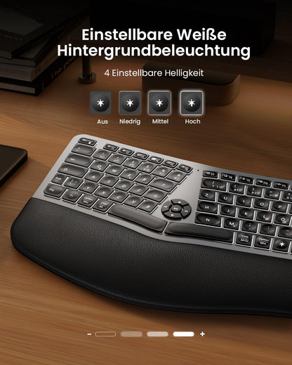 ProtoArc EK01 Plus Ergonomische Split Tastatur Kabellos Beleuchtet