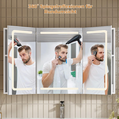 mojiasion Spiegelschrank mit LED-Beleuchtung & Steckdose, 100 cm