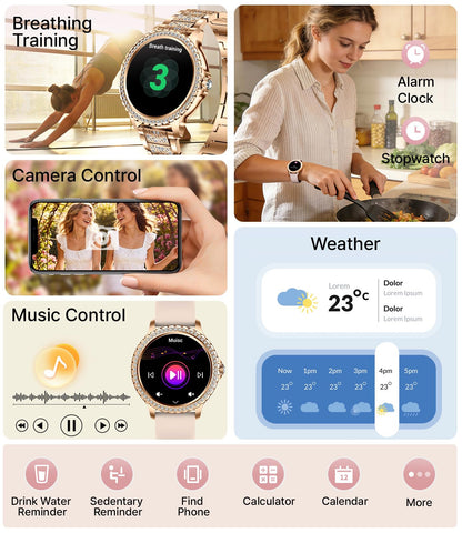 LIGE Smartwatch Damen BW1845D-A, Rosegold Edelstahl, Bluetooth-Anrufe