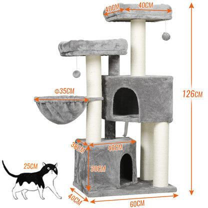 MSmask Kratzbaum XXL Katzenbaum - mit Sisalsäulen & 2 Plattformen