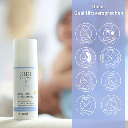 SIRIDERMA Baby- & Kindercreme, basische Hautpflege ohne Parfum, 150 ml