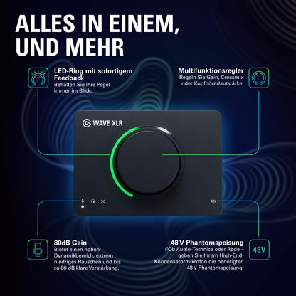 Elgato Wave XLR MK.2 USB-Audio-Interface mit DSP und 80 dB Gain