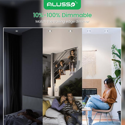 ALUSSO LED Einbaustrahler Dimmbar IP44 Schwarz – 12er Set