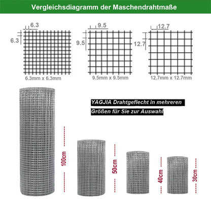 YAGJIA Wühlmausgitter 1 x 10 m, Maschendraht verzinkt, 12,7 mm