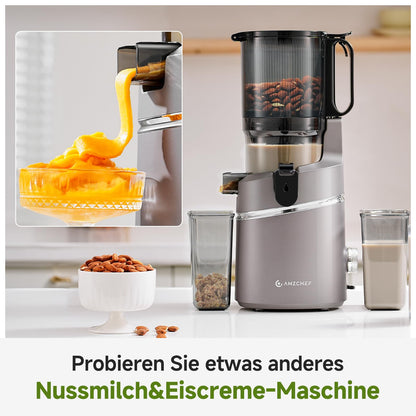 AMZCHEF Entsafter Slow Juicer XXL Öffnung - Grau