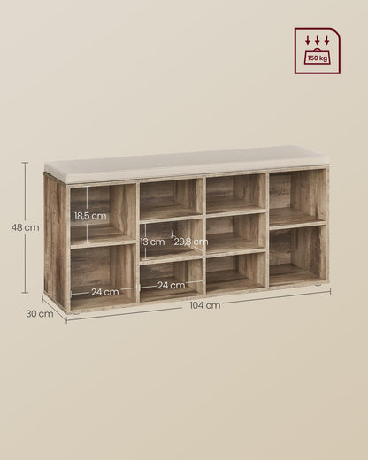 VASAGLE LHS010K02 Schuhregal Sitzbank – Kamelbraun