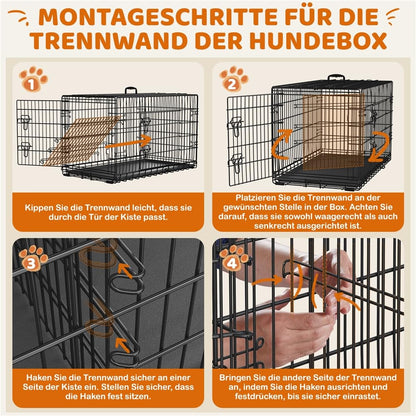 Yaheetech Hundekäfig klappbar XL mit Trennwand – Schwarz