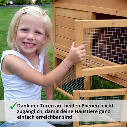 zooprinz Kaninchenstall Hasenstall Haupthaus mit Kuschelplatz für ihre Hasen - unten viel Auslauf für Kleintiere: Hasen Kaninchen Meerschweinchen