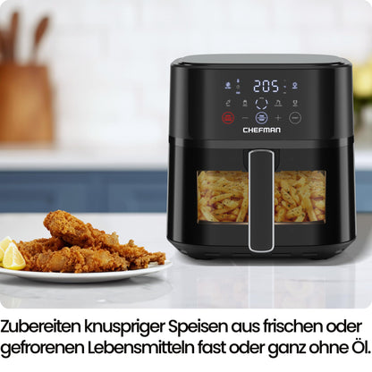 Chefman Heissluftfritteuse 5.7L Hi-Fry mit Sichtfenster – Schwarz
