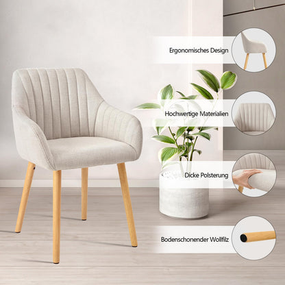 Goeurvant Armlehnen Polsterstuhl Esszimmer 4er Set - Beige Holzbeine