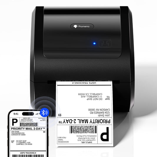 Phomemo D520BT Bluetooth Etikettendrucker 4x6 – Schwarz. Kompakter Thermo-Etikettendrucker für 4x6-Zoll-Versandetiketten via Bluetooth.