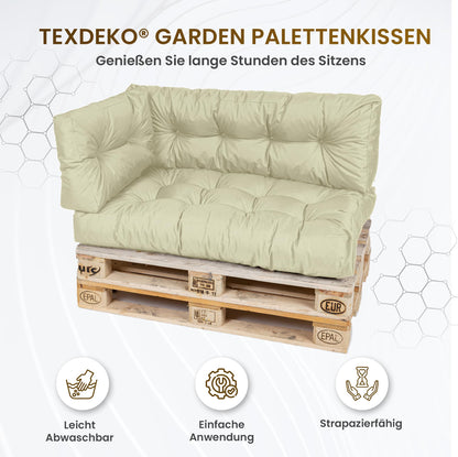 TexDeko® Garden Palettenkissen Sitzkissen 120x80cm - 2er Set Sand