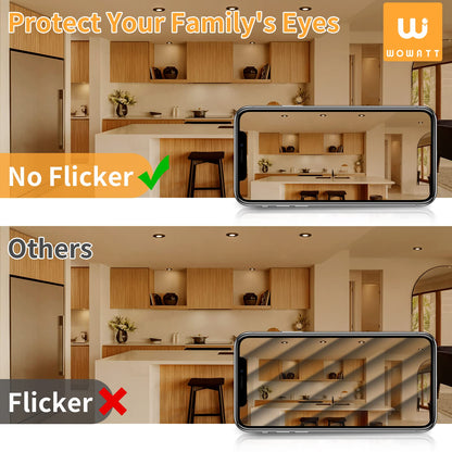 wowatt LED Einbaustrahler Schwarz Dimmbar – 10er Set IP44 Flach