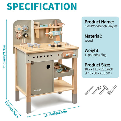 Holzmeister Kinder Werkbank Holz Spiel Werkzeug Set 3-9 J.