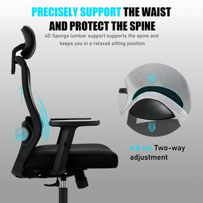 Milacyee Ergonomie Bürostuhl Drehstuhl Mesh – Schwarz