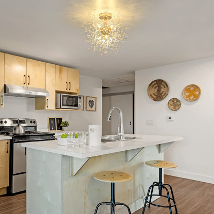 Rayofly Feuerwerk Kristall Deckenleuchte - 8-flammig golden dimmbar