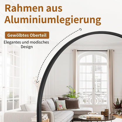 Koonmi Gewölbt 76x171cm, Runde Ecken Ganzkörperspiegel Stehend - Schwarz