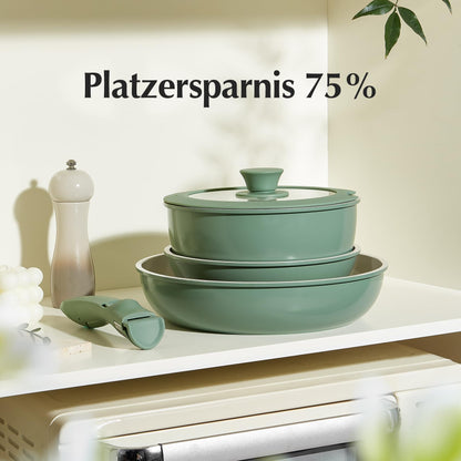 Redchef Keramik Pfannenset mit abnehmbarem Griff, 5-teilig, Induktion