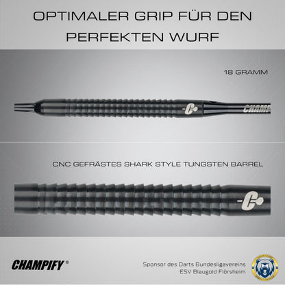 Champify Nighthawk Soft-Darts Set 18g Tungsten mit Darttasche