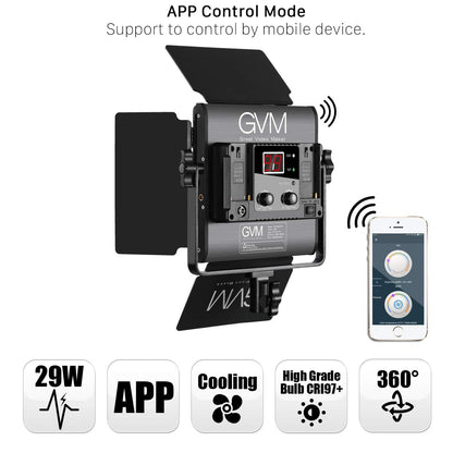 GVM 480 LED Videoleuchte Bi-Color Studio Set für Foto/Video – 3er-Pack