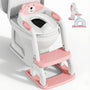 KYYOKE Toilettensitz Kinder mit Treppe, 2-in-1 Toilettentrainer, Rose – klappbarer WC-Aufsatz mit rutschfesten Stufen